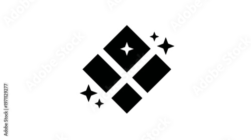 Abstract graphic icon representing sparkling clean tiles or glossy surfaces, symbolizing purity, shine, hygiene, and newness.