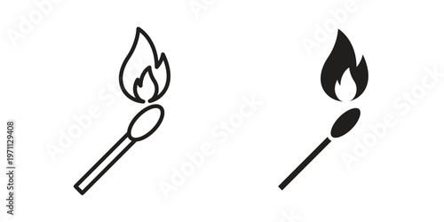 Matches icon set, collection of icon in editable strokes and flat versions