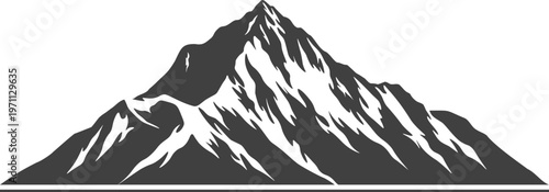 Mount Makalu Silhouette Vector, Bold Minimal Himalayan Pyramid Peak Illustration Nepal