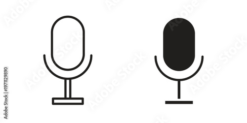 Microphone icon set, collection of icon in editable strokes and flat versions