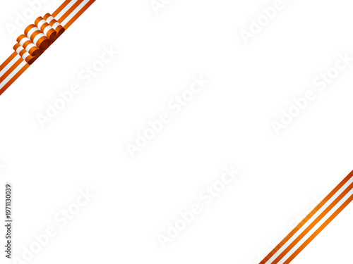 リボン波大、縞、斜F、m9オレンジ