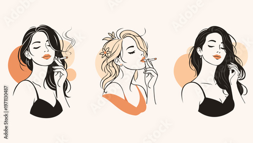 Aesthetic Female Portrait Bundle Minimal Line Art