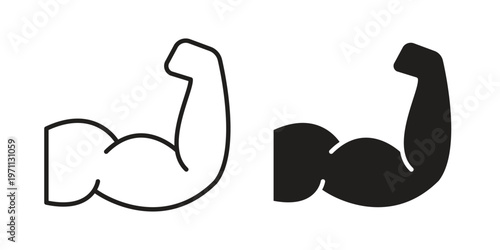 Muscle icon set, collection of icon in editable strokes and flat versions