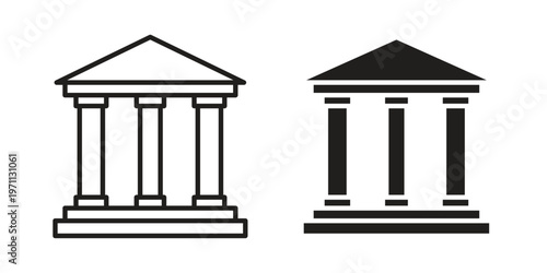 Museum icon set, collection of icon in editable strokes and flat versions