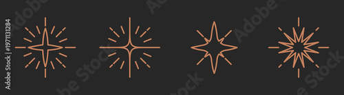 Bild auf Leinwand Four minimalist starburst icons in a linear style