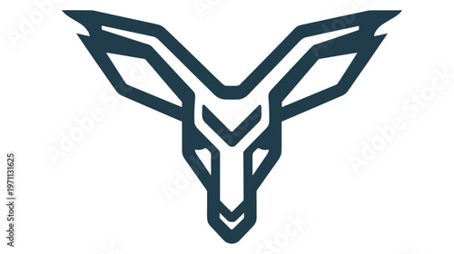 Modern geometric stylized deer head vector illustration. Minimalist angular buck or stag outline graphic icon emblem concept.