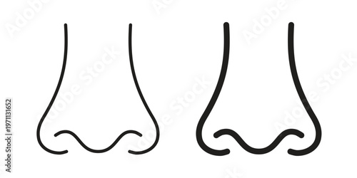 Nose icon set, collection of icon in editable strokes and flat versions