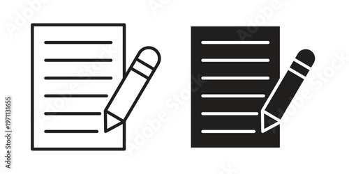 Notepad icon set, collection of icon in editable strokes and flat versions