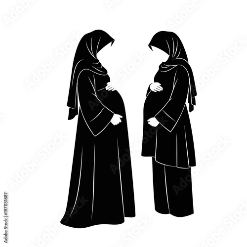 Pregnant Women in Traditional Clothing.