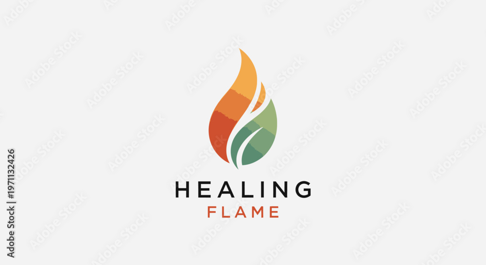 Fototapeta premium Abstract flame logo design with leaf and modern vector illustration