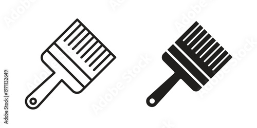 Paint brush icon set, collection of icon in editable strokes and flat versions