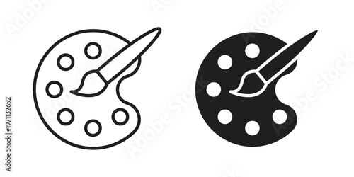 Paint icon set, collection of icon in editable strokes and flat versions