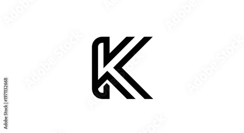 Modern minimalist letter k logo design in black and white isolated