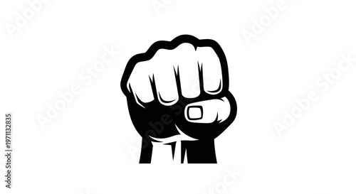 Raised fist illustration on a white background powerful symbol concept