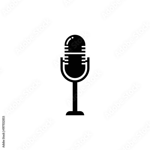 Black Microphone Icon Illustration.
