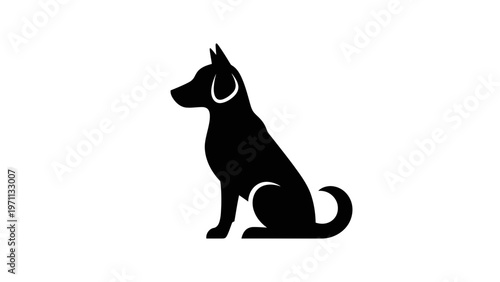 Black silhouette of a sitting dog.