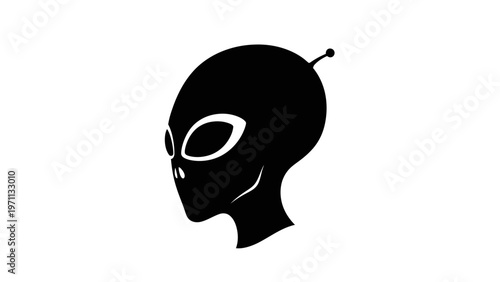 Black silhouette of alien head.