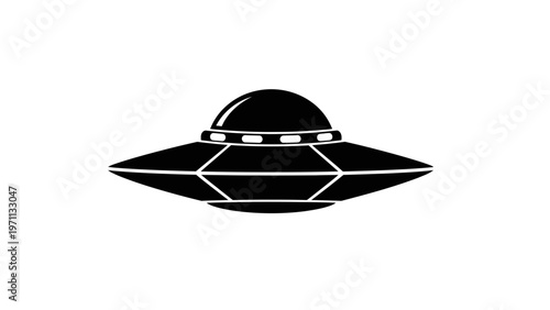 Black UFO Flying Saucer Illustration.