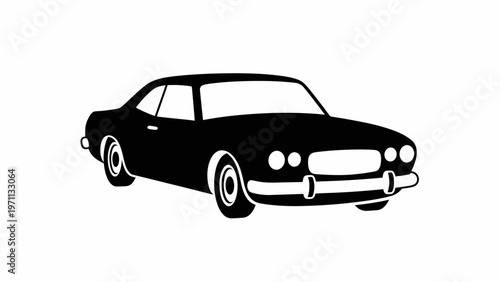 Classic Car Silhouette Side View.