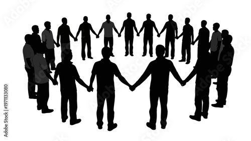 Diverse group of people holding hands.