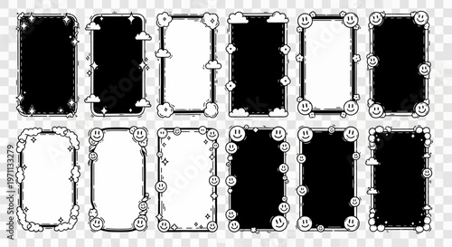 Collection of black and white photo frames.