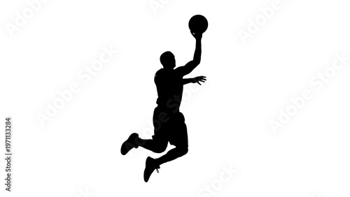 Man Playing Basketball in Air Silhouette.