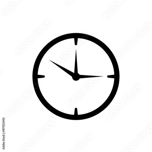 Simple Black Analog Wall Clock Face.
