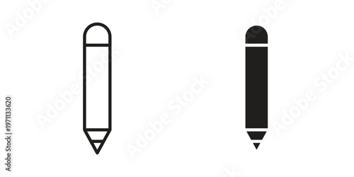 Pencil icon set, collection of icon in editable strokes and flat versions
