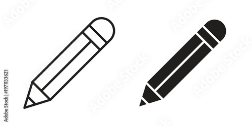 Pencil icon set, collection of icon in editable strokes and flat versions