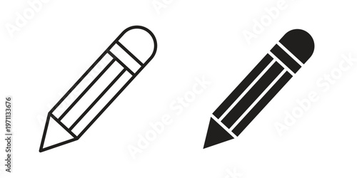 Pencil icon set, collection of icon in editable strokes and flat versions