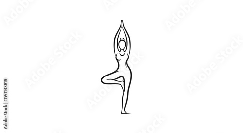 Yoga pose illustration on white background for wellness and fitness