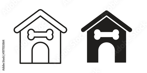 Pet house icon set, collection of icon in editable strokes and flat versions