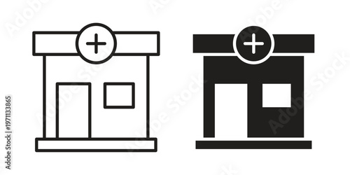 Pharmacy icon set, collection of icon in editable strokes and flat versions