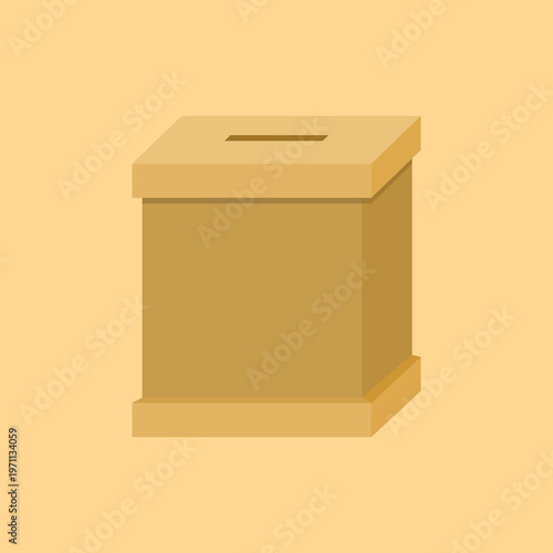 Illustration of Brown Wooden Voting Box