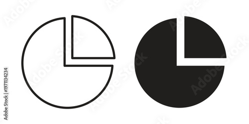 Pie chart icon set, collection of icon in editable strokes and flat versions