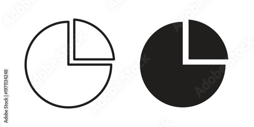 Pie chart icon set, collection of icon in editable strokes and flat versions