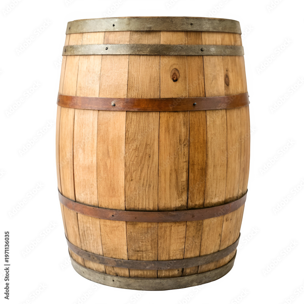 Fototapeta premium Wooden barrel isolated on transparent background