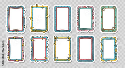 Collection of colorful photo frame borders.