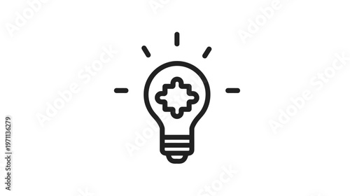 Creative lightbulb icon with a puzzle piece inside, representing innovative problem-solving, bright ideas, and finding solutions.