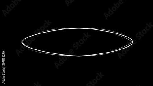 Abstract White Oval Ellipse Shape with Subtle Glow on a Minimal Black Background - Modern Geometric Graphic Element