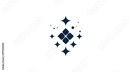 Abstract sparkling geometric design with star shapes and elegant shine. Clean, modern, and luxurious graphic element on white.