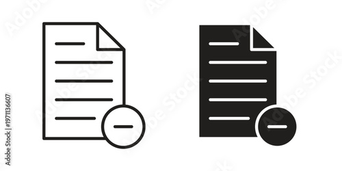 Remove file icon set, collection of icon in editable strokes and flat versions