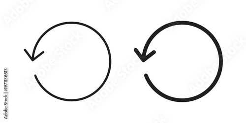 Reset icon set, collection of icon in editable strokes and flat versions