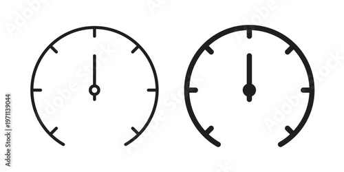 Speedometer icon set, collection of icon in editable strokes and flat versions