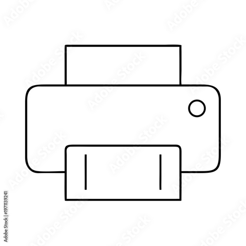 Printer Outline Vector Icon . Minimal Office Printing Device Line Illustration