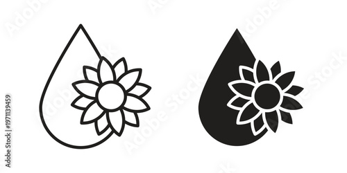 Sunflower oil icon set, collection of icon in editable strokes and flat versions