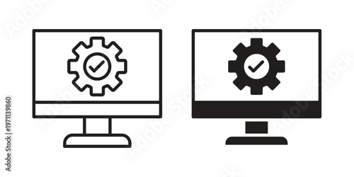 System update icon set, collection of icon in editable strokes and flat versions