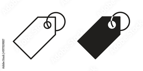 Tag icon set, collection of icon in editable strokes and flat versions