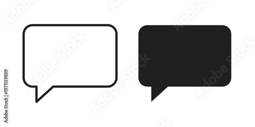 Talk bubble speech icon set, collection of icon in editable strokes and flat versions