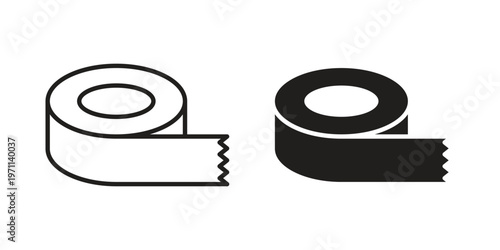 Tape icon set, collection of icon in editable strokes and flat versions